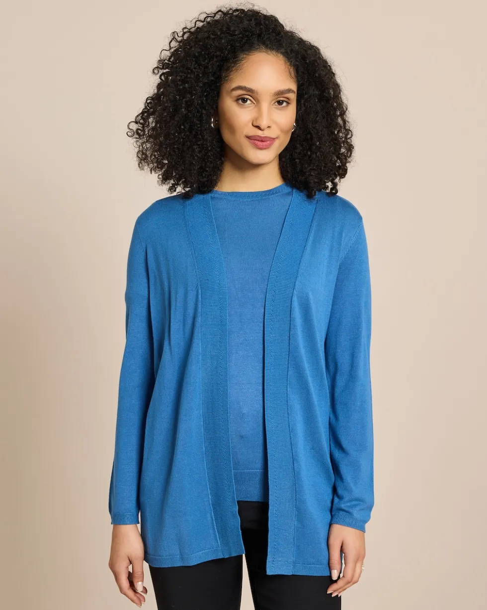 Cardigan 1/1-Arm mit Ajour-Rippe