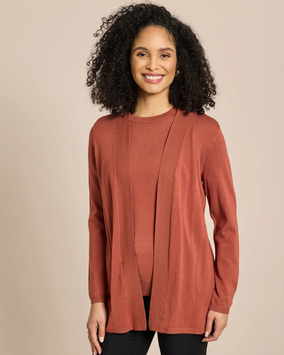 Cardigan 1/1-Arm mit Ajour-Rippe