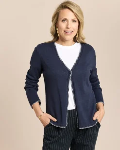 Cardigan mit Dekostichen in Kontrast