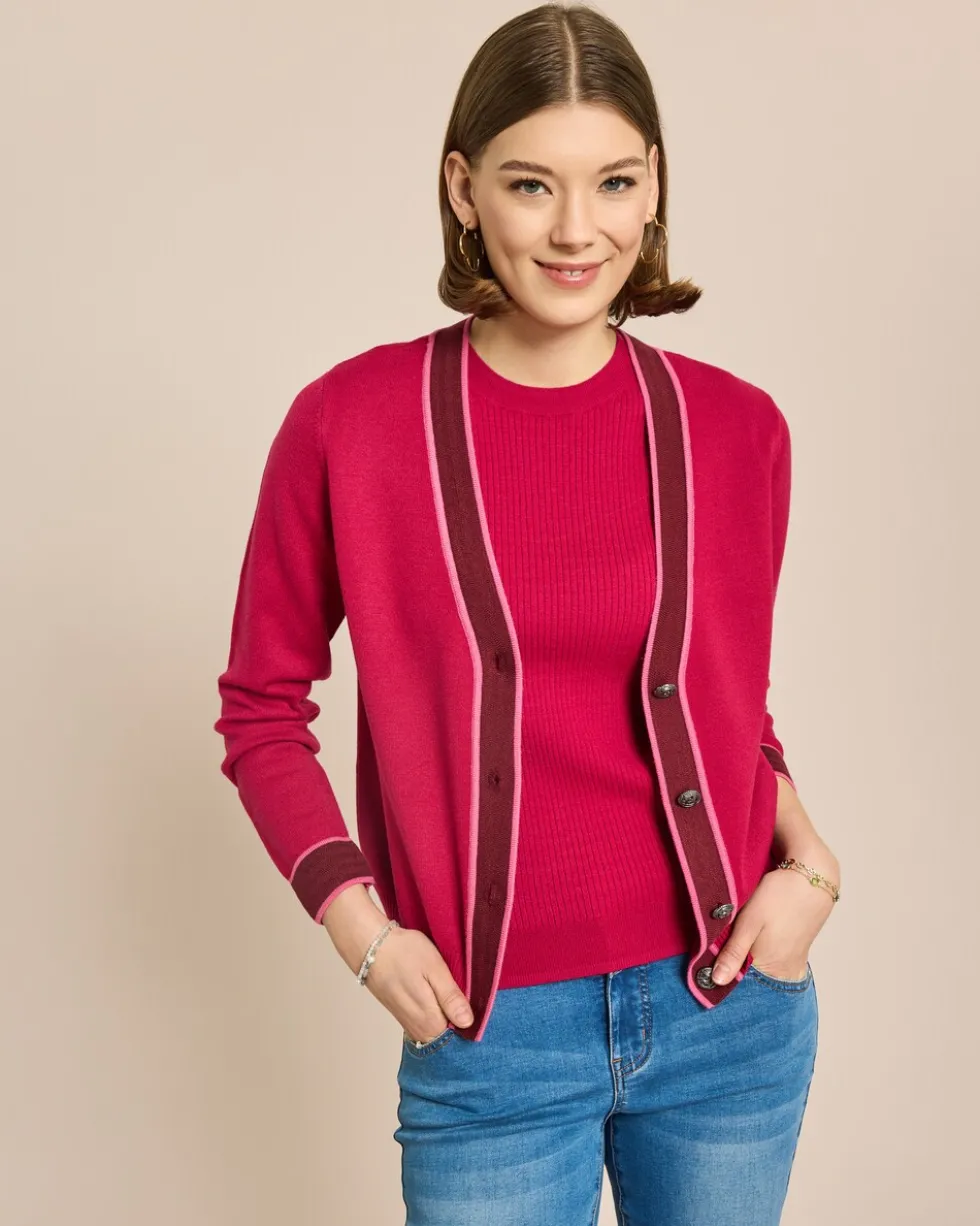 Cardigan mit farbigen Akzenten