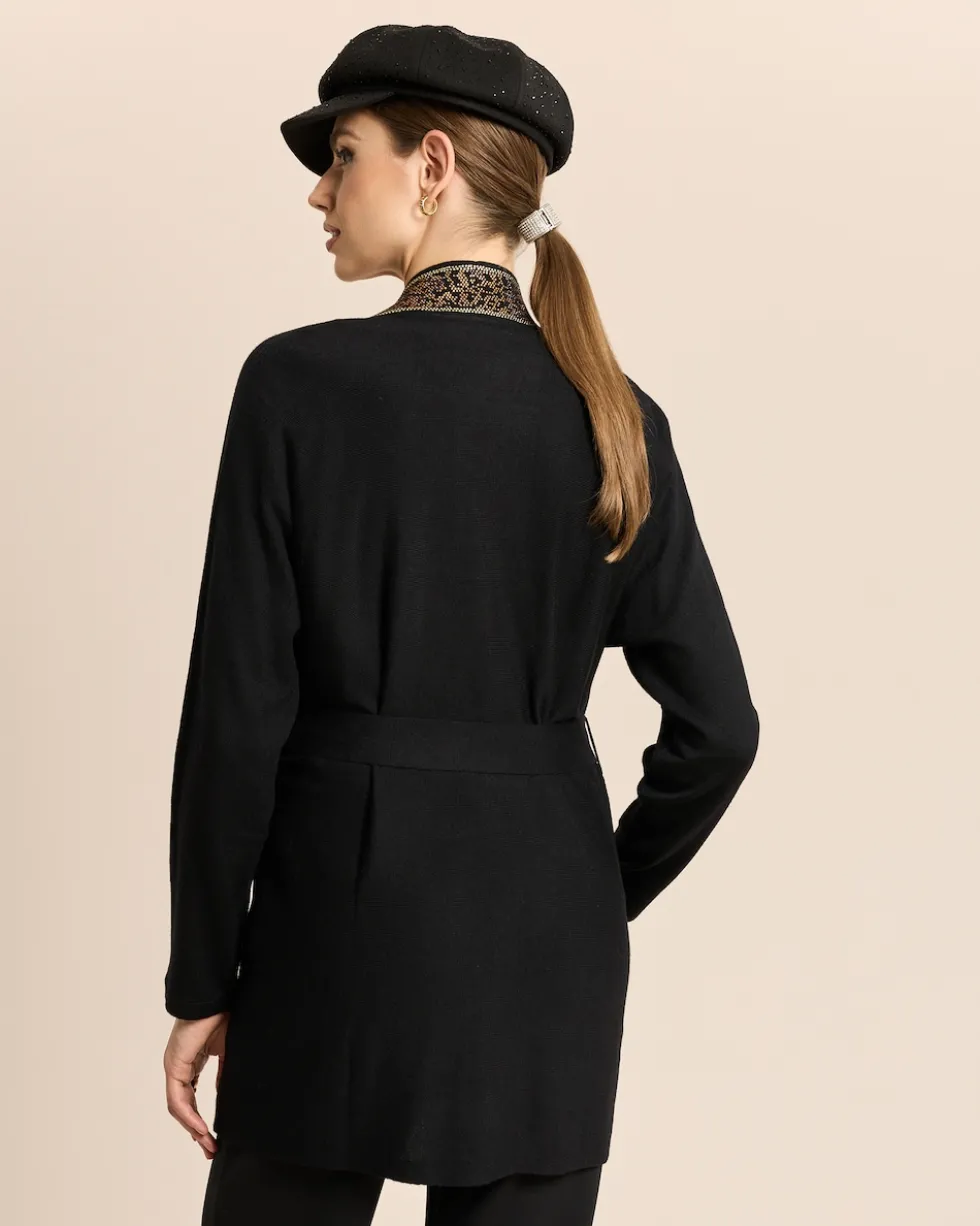 Cardigan mit Leostrass und Gürtel