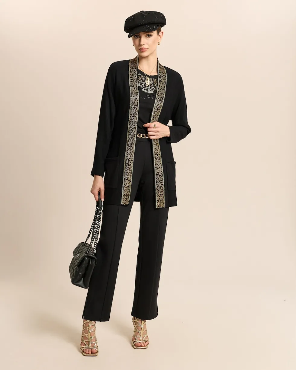Cardigan mit Leostrass und Gürtel