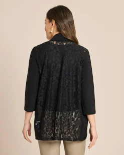 Cardigan mit Spitzenbesatz