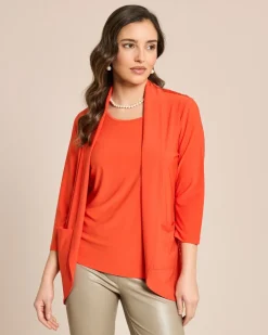 Cardigan mit Spitzenbesatz
