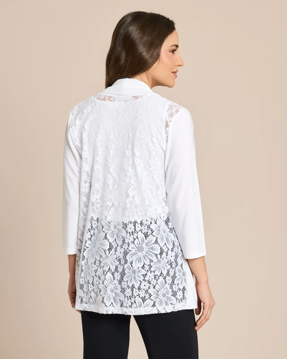 Cardigan mit Spitzenbesatz