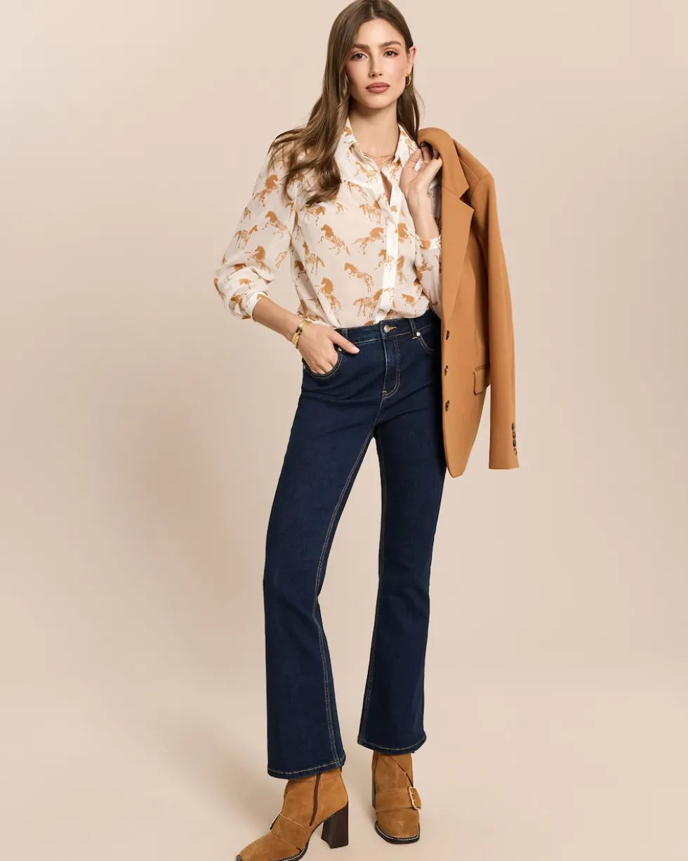 Chiffon-Bluse mit Motivdruck