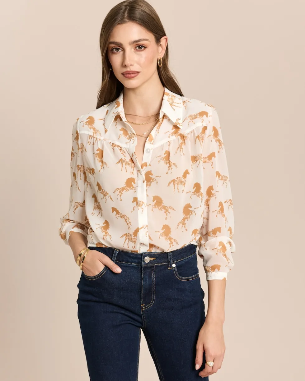 Chiffon-Bluse mit Motivdruck