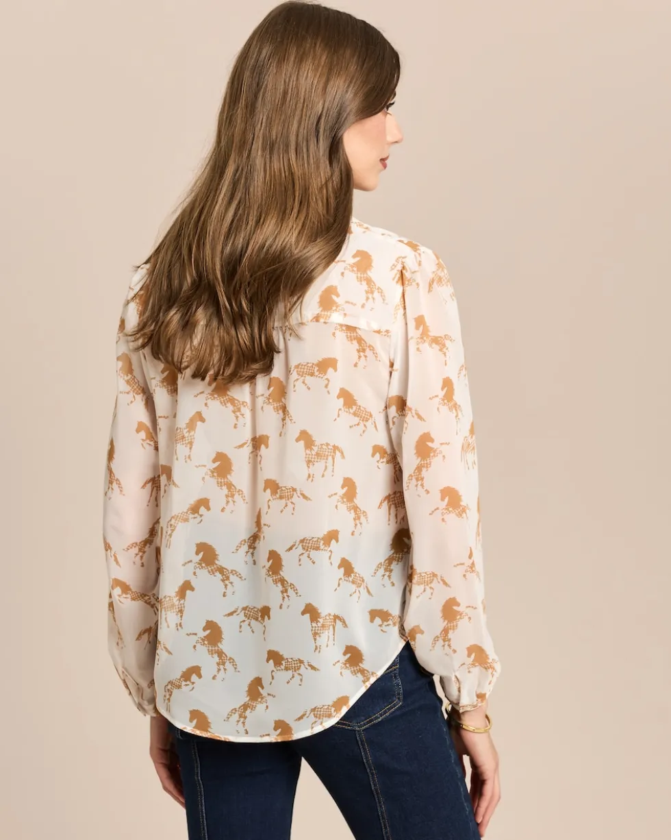 Chiffon-Bluse mit Motivdruck