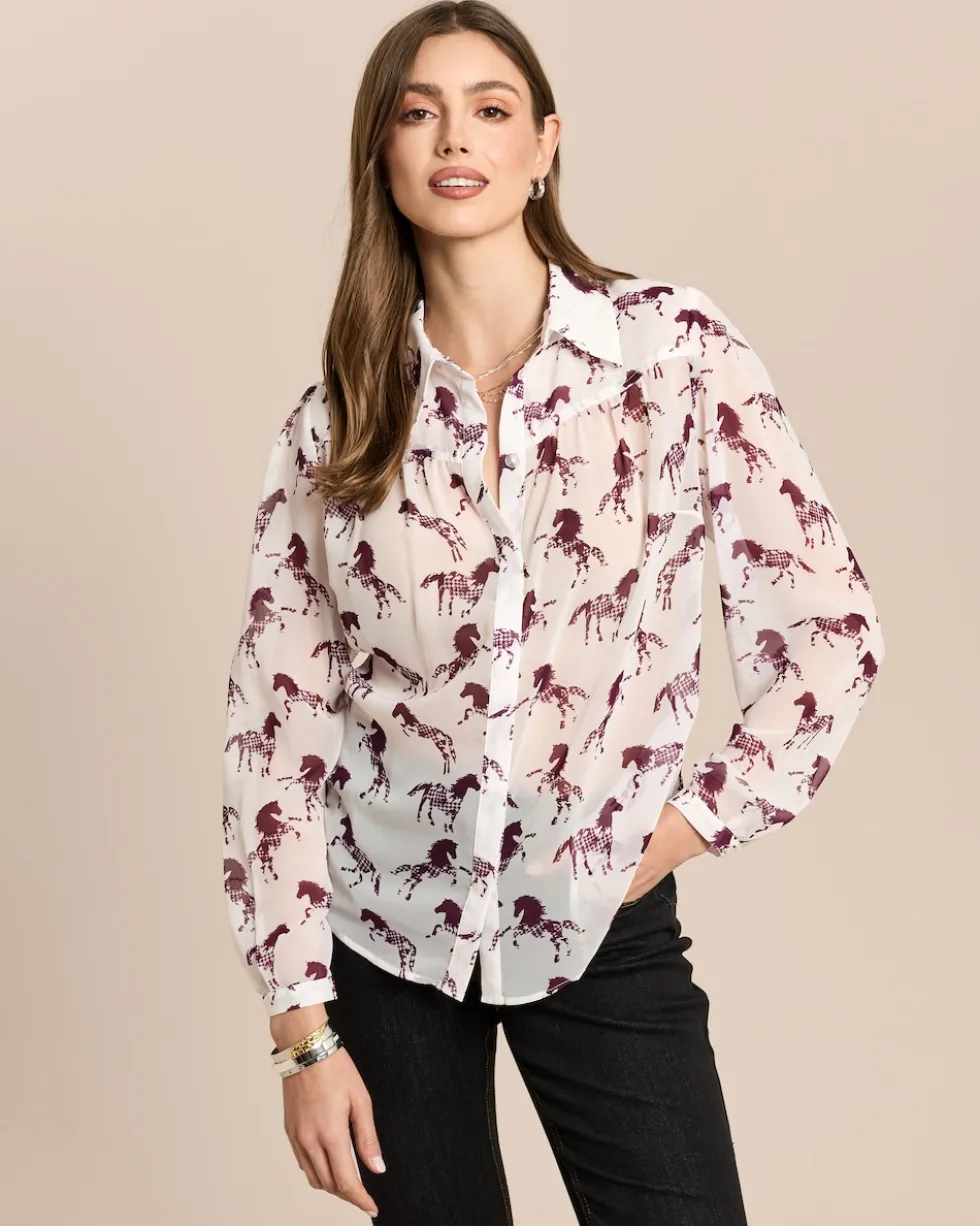 Chiffon-Bluse mit Motivdruck
