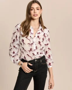 Chiffon-Bluse mit Motivdruck