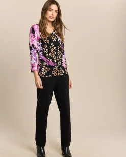 Classic Pullover Leomuster mit Blumen