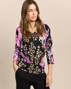Classic Pullover Leomuster mit Blumen