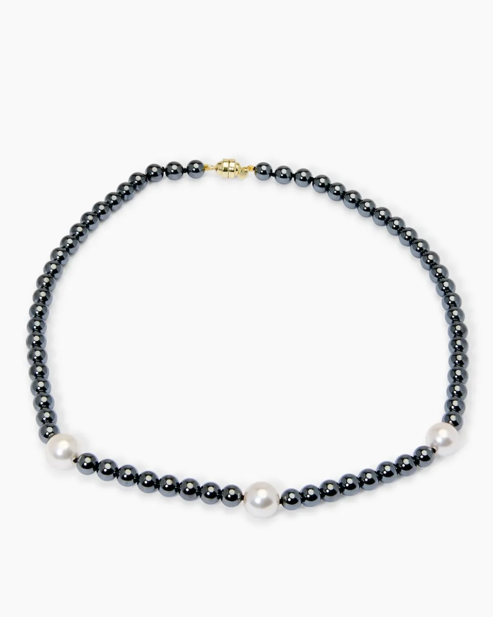 Collier Hämatit 6,0 mm & MK-Perlen 10 mm
