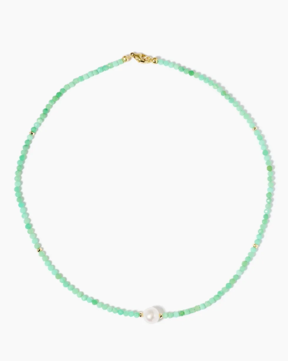 Collier mit Chrysopras, SWZ-Perle & Hämatit