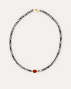 Collier mit Hämatit & Bernstein