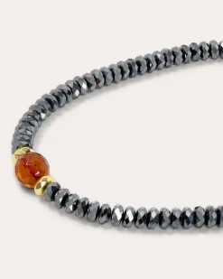 Collier mit Hämatit & Bernstein