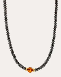 Collier mit Hämatit & Bernstein