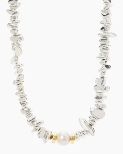 Collier mit Hämatit und Süßwasserperle