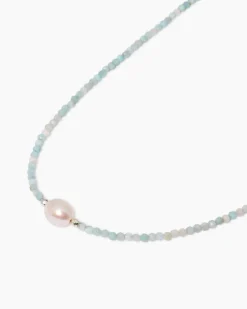Collier mit Larimar, SWZ-Perle & Hämatit