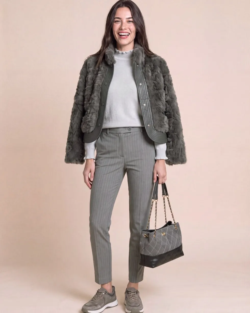 "Couture" Slim Fit Ponte Hose Nadelstreifen