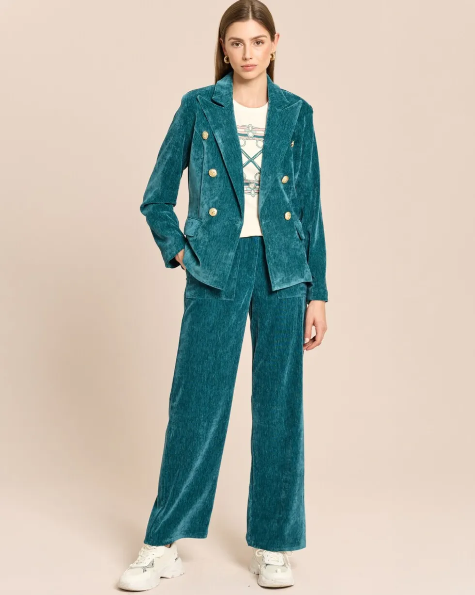 "Couture" Wide Leg Hose Doublé Samt