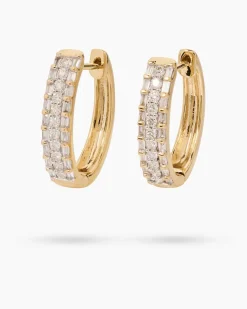 Creolen mit Brillant + Diamant, ca. 0,50 ct