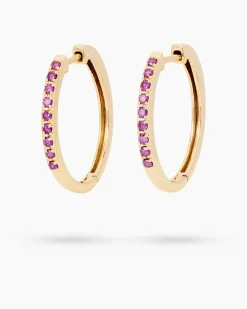 Creolen mit pinken Brillanten