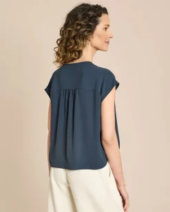 Crepe de Chine Bluse kurzarm