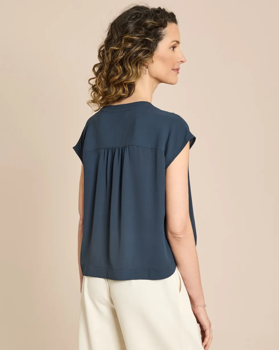 Crepe de Chine Bluse kurzarm