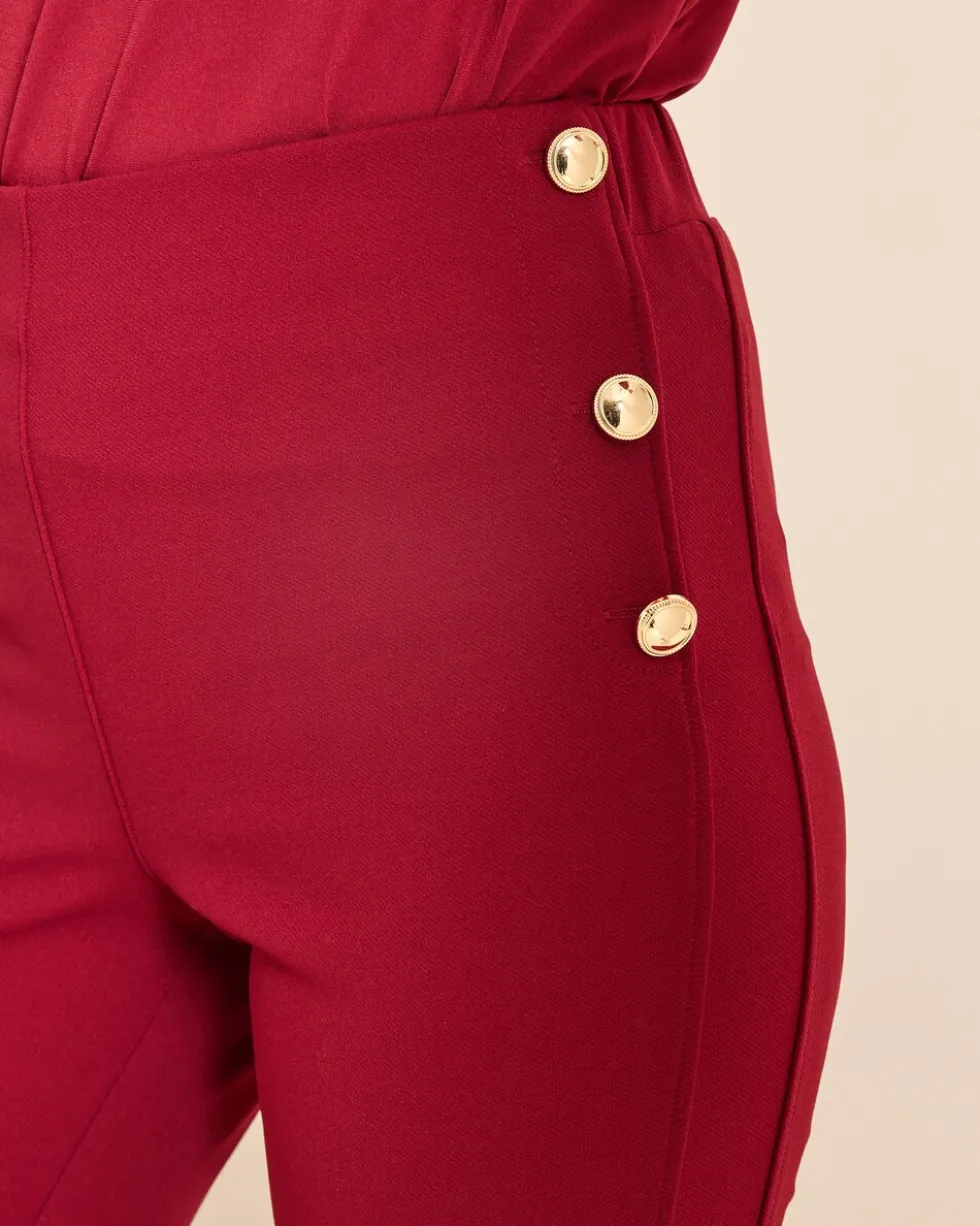 Crêpe Hose mit Knopfdetails