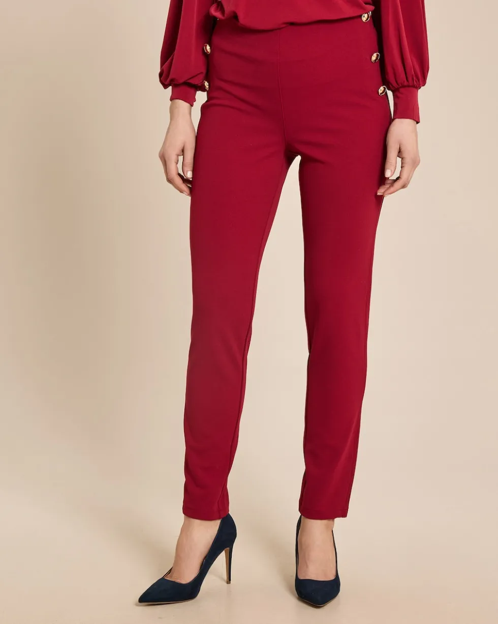 Crêpe Hose mit Knopfdetails