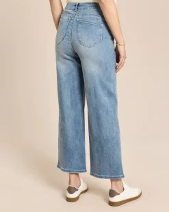 Denim Wide Leg mit Perlendekoration