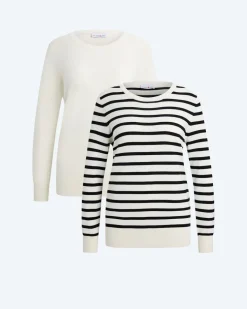 Doppelpack Pullover uni & gestreift