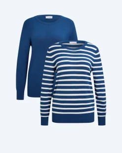 Doppelpack Pullover uni & gestreift