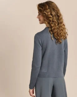 Doubleface-Cardigan mit Metallknöpfen