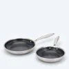 Edelstahlpfanne mit Waben, 2er Set