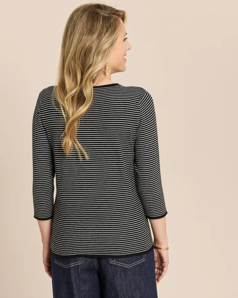 Feinstrick-Pullover fein gestreift