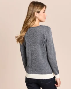 Feinstrick-Pullover mit Metallic-Garn