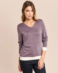Feinstrick-Pullover mit Metallic-Garn