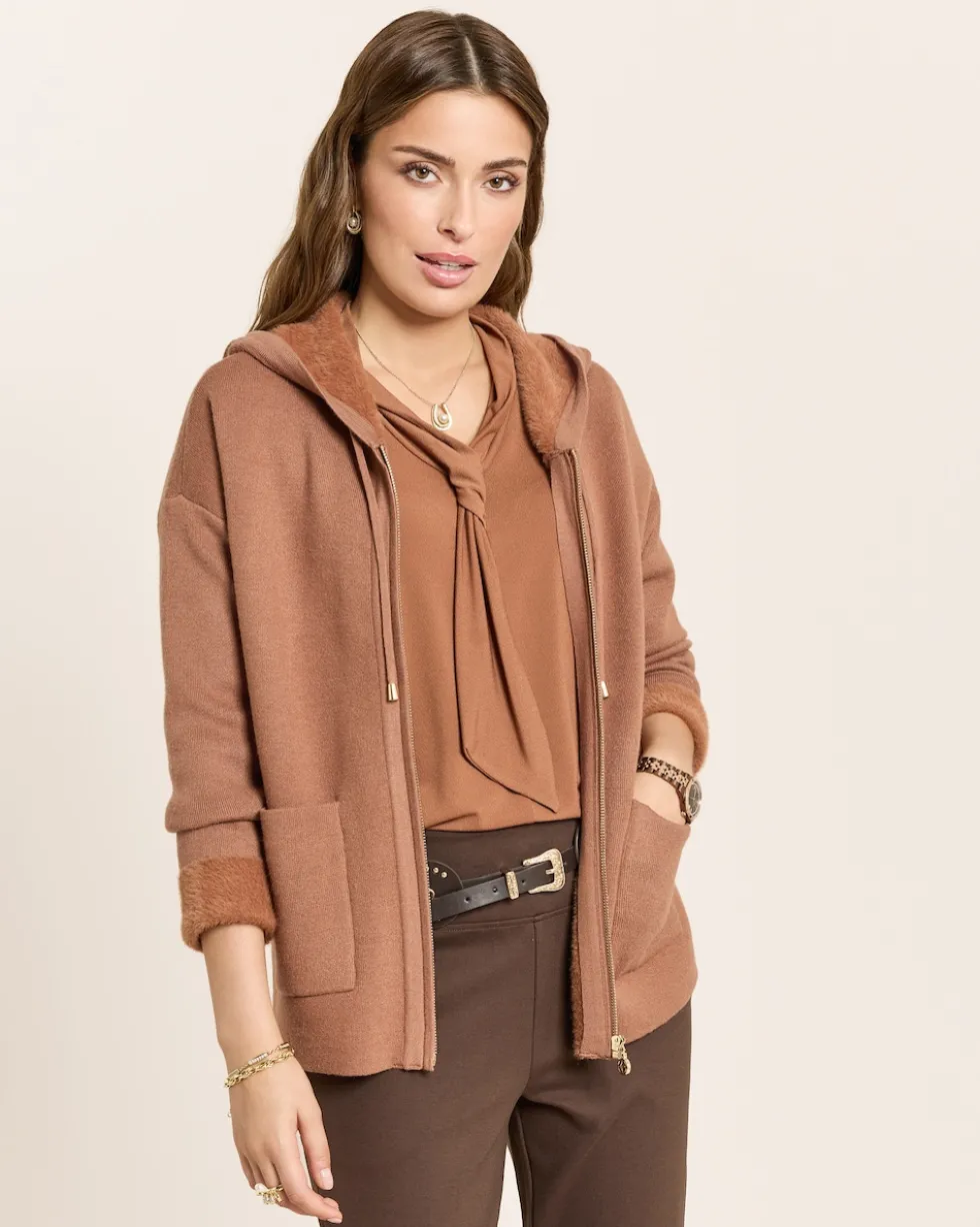 Flauschcardigan mit Reißverschluss