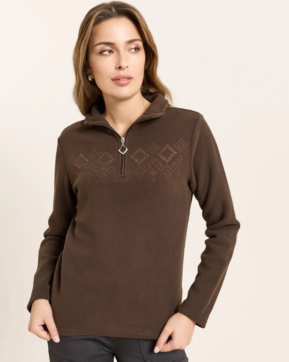 Fleece-Troyer mit Strass-Deko