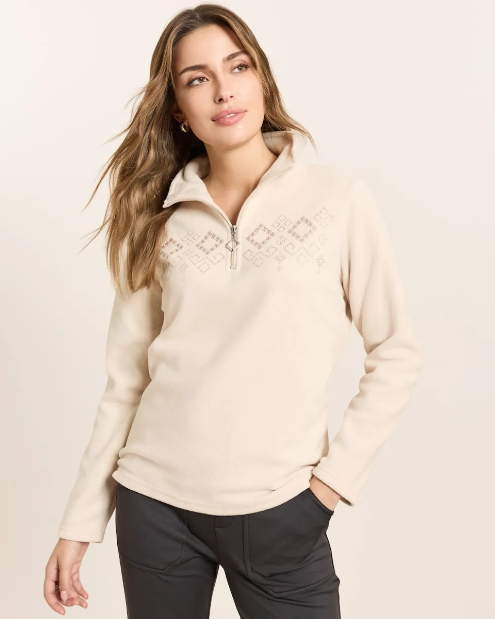 Fleece-Troyer mit Strass-Deko