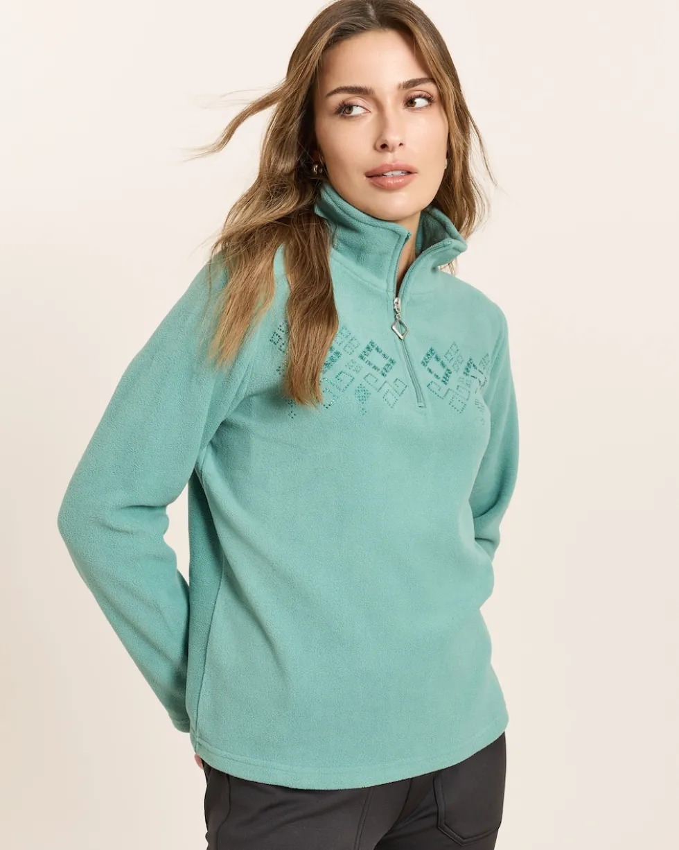 Fleece-Troyer mit Strass-Deko