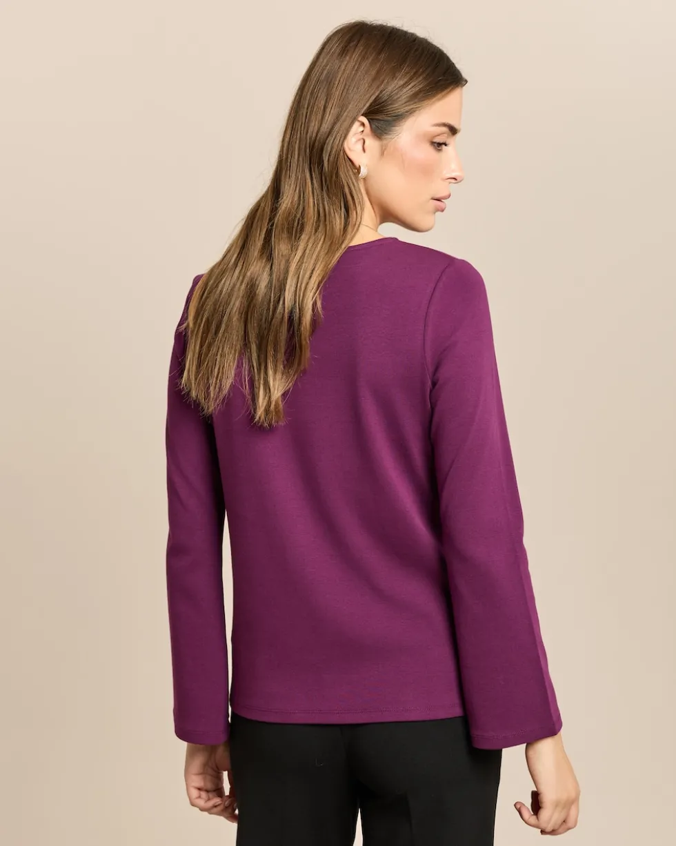 Geripptes Shirt mit ausgestellten Ärmeln