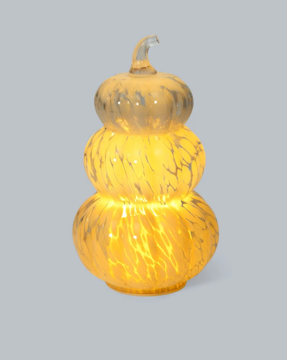 Glaskürbis mit LED-Kerze