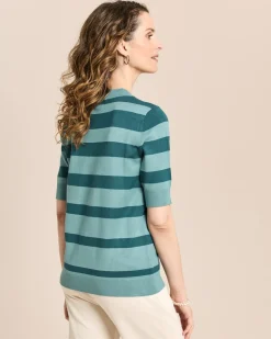 Halbarm-Pullover unregelmäßige Streifen
