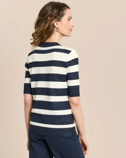 Halbarm-Pullover unregelmäßige Streifen