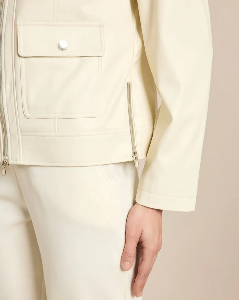 Jacke aus Lederimitat mit Stehkragen