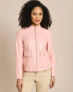 Jacke aus Lederimitat mit Stehkragen