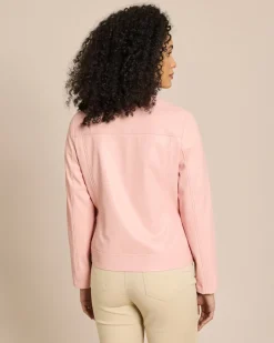 Jacke aus Lederimitat mit Stehkragen